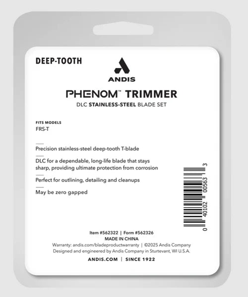 Andis Phenom™ Replacement DLC T-Blade (562322) — Deep-Tooth Zero-Gap T-Blade for Phenom Trimmer (FRS-T)