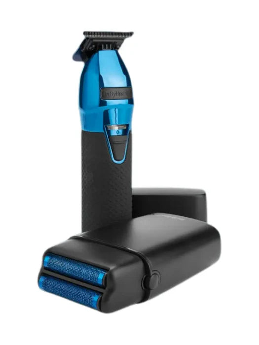 BaBylissPRO Limited FX Black & Blue Trimmer & Shaver Duo – Cordless N1 Brushless Motor, 4 Hr Runtime, Blue DLC Blades & Titanium Foils - ALL THINGS MEN