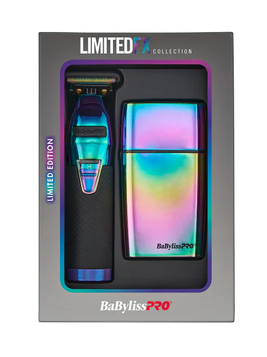 BaBylissPRO LimitedFX Iridescent Trimmer & Double-Foil Shaver Set (FXDUOFS2TRB) – N1 Brushless, 9,500 RPM Foil Shaver - ALL THINGS MEN