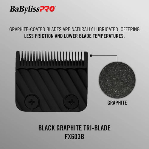 BaBylissPRO® Black Graphite Tri-Blade (FX603B) – Replacement Fade & Taper Blade for FX870, FX825 & FX673 Clippers