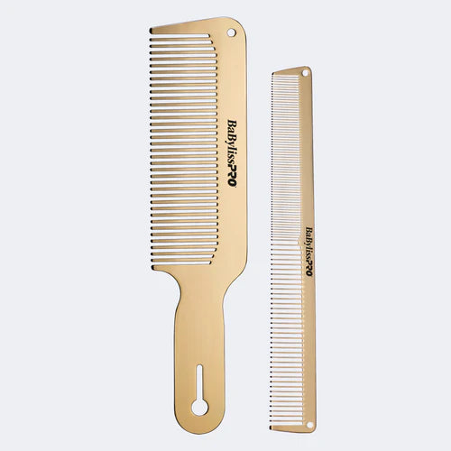 BaBylissPRO™ GoldFX Metal Comb 2-Piece Set — 9″ Clipper + 7.5″ Cutting