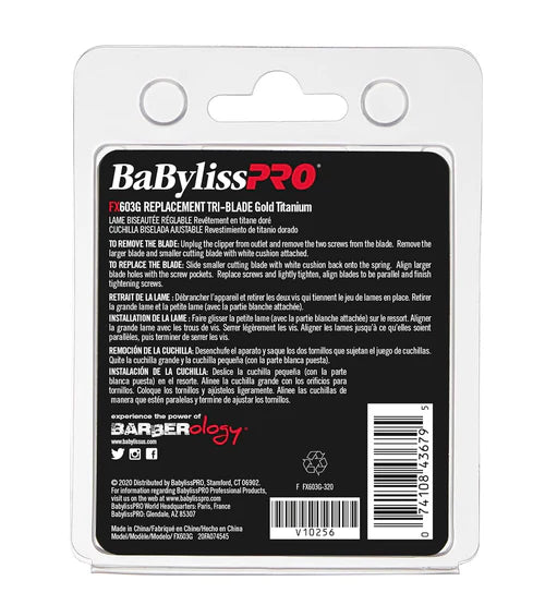 BaBylissPRO® Gold Titanium Tri-Blade (603G) – Replacement Fade & Taper Blade for FX870, FX825, FX890, FX673N & All 2-Hole Systems