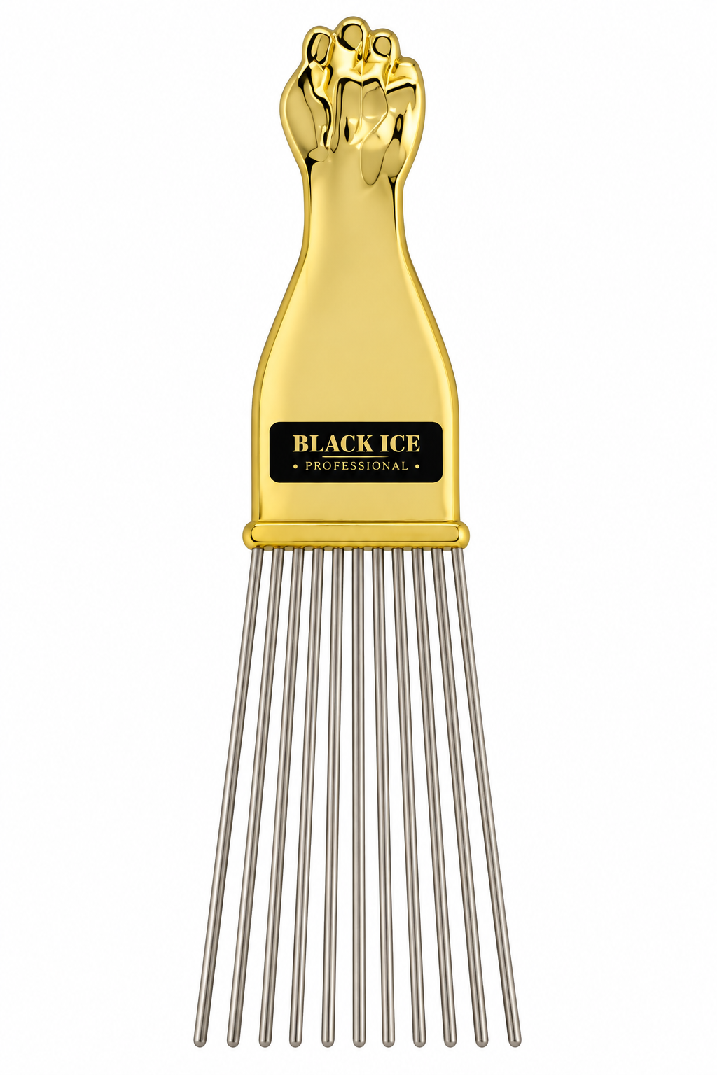 Black Ice Professional Gold Handle Metal Pik Comb Long Trapezoid