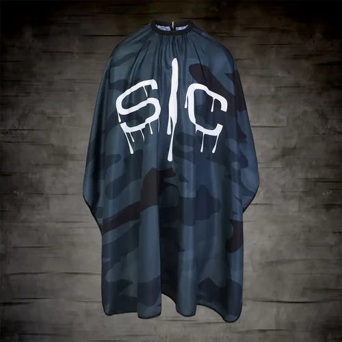 StyleCraft™ Black Camo Barber Cape – 57.5" Anti-Static, Water-Resistant Hair Cutting Cape with Adjustable Neck Closure (SC324B)