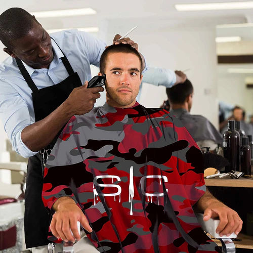 StyleCraft™ Red Camo Hair Cutting Cape – 57.5" Anti-Static, Water-Resistant Barber Cape with Adjustable Neck (SC306M)