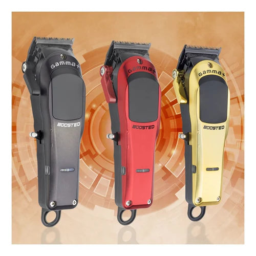 Gamma+ Boosted Cordless Clipper – Super Torque Motor, 3 Housings, Magnetic Guards, Charging Dock (Gold/Red/Black)