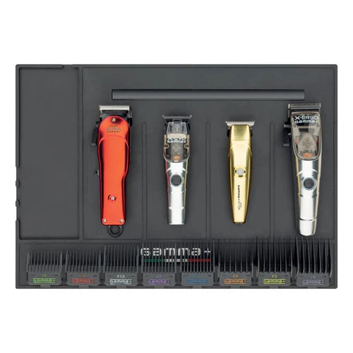 Gamma+ Magnetic Barber Mat & Station Organizer – Heat & Water Resistant, Holds 4 Clippers Upright