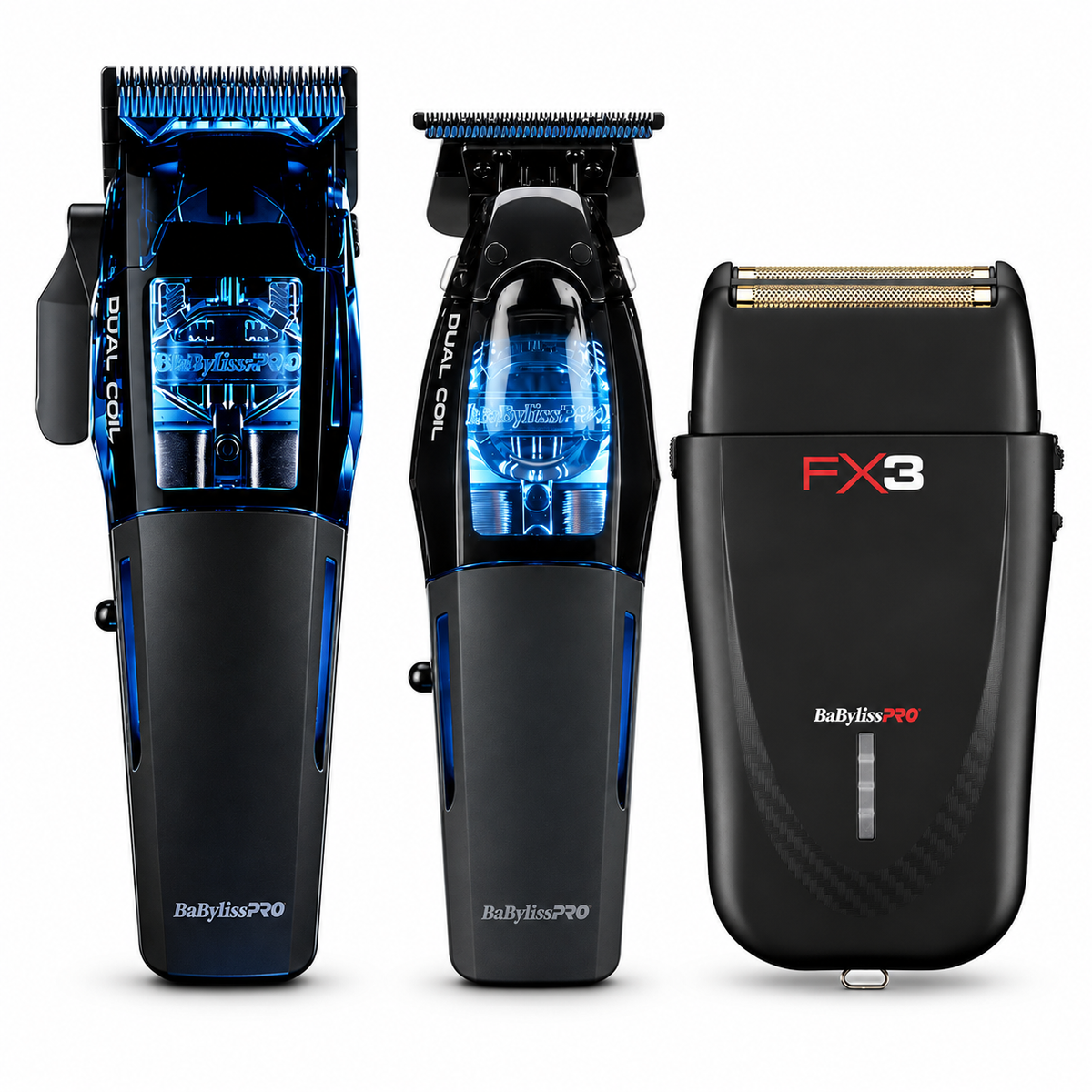 BaBylissPRO Dual-Coil + FX3 Shaver 3-Tool Premium Bundle – clipper, trimmer and shaver