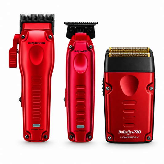 BaBylissPRO Compact Lo-ProFX Metallic Red 3-Tool Barber Bundle – Clipper, Trimmer & Shaver – clipper, trimmer and shaver