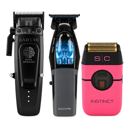 Saber + Dual-Coil + Instinct 3-Tool Luxury Performance Bundle – clipper, trimmer and shaver
