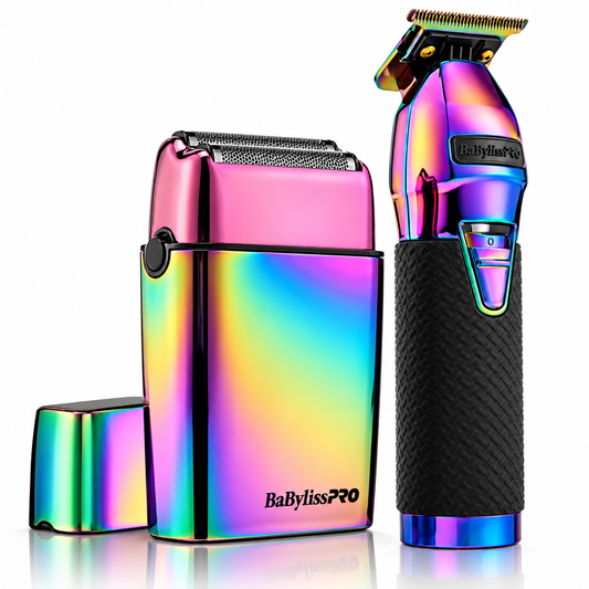 BaBylissPRO LimitedFX Iridescent Trimmer & Double-Foil Shaver Set (FXDUOFS2TRB) – N1 Brushless, 9,500 RPM Foil Shaver