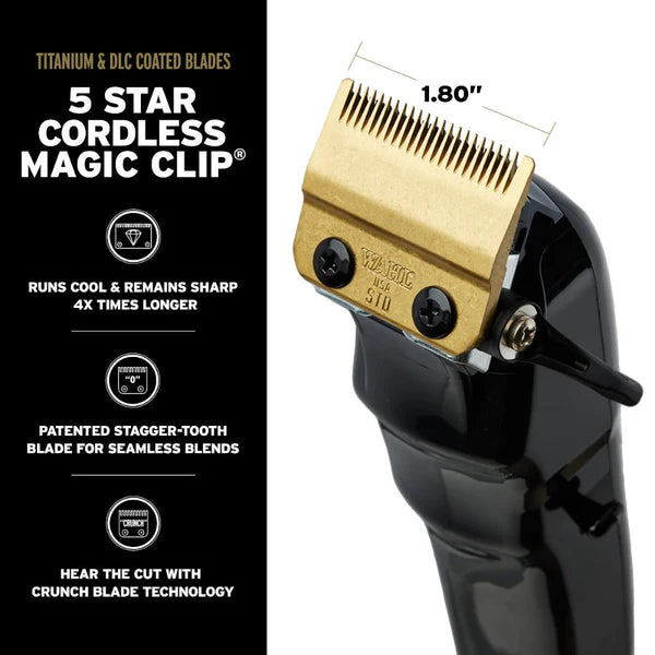 Wahl™ 5 Star Cordless Barber Combo – Magic Clip® + Detailer Li® with DLC/Titanium Blades for Fades, Lineups & All-Texture Cutting