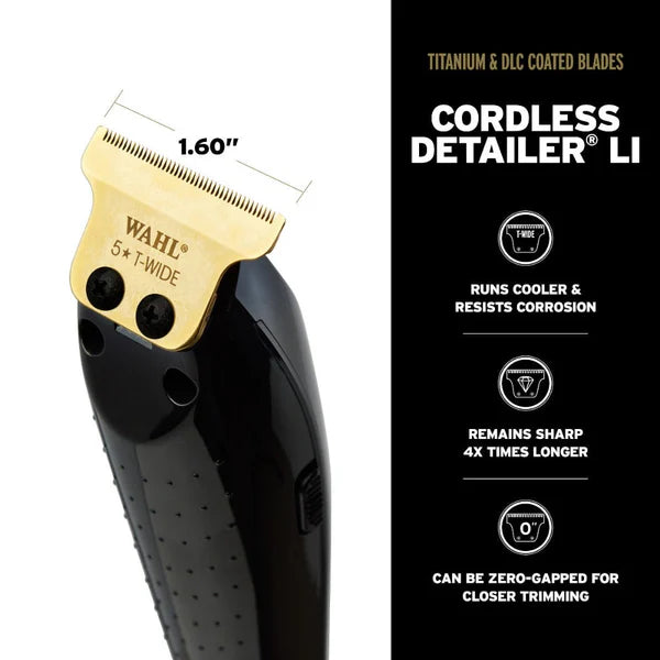 Wahl™ 5 Star Cordless Barber Combo – Magic Clip® + Detailer Li® with DLC/Titanium Blades for Fades, Lineups & All-Texture Cutting