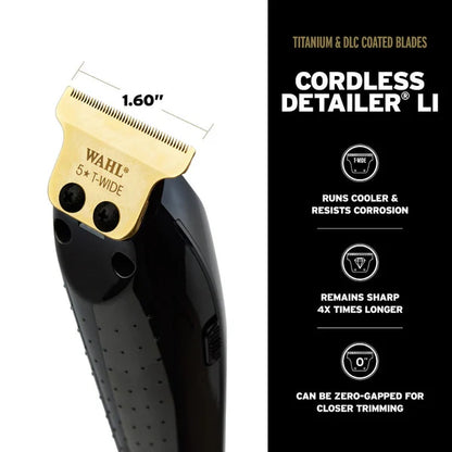 Wahl™ 5 Star Cordless Barber Combo – Magic Clip® + Detailer Li® with DLC/Titanium Blades for Fades, Lineups & All-Texture Cutting