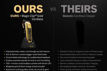 Wahl 5-Star Magic Clip™ Gold Cordless Clipper (8148-700) – DLC Titanium Stagger-Tooth Fade & Blend Clipper 8148-700