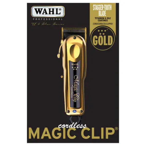 Wahl 5-Star Magic Clip™ Gold Cordless Clipper (8148-700) – DLC Titanium Stagger-Tooth Fade & Blend Clipper 8148-700