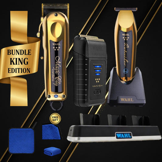 WAHL Magic Clip Gold Professional Kit - 5-Star Cordless Clipper, Detailer, Vanish Shaver & Power Station | Complete 4-Tool System