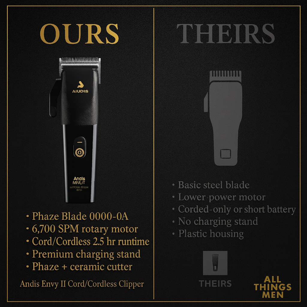 Andis™ Envy II Cord/Cordless Clipper — Phaze Blade, 2hr Li-ion Battery (Black) — 560397