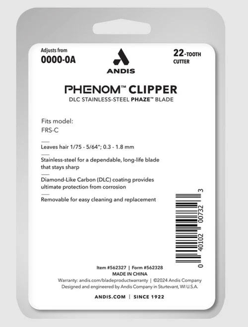 Andis Phenom Phaze Blade — DLC-Coated Stainless Cutter Adjustable 0000–0A (562327)