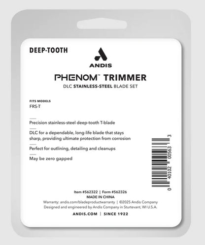 Andis Phenom™ Replacement DLC T-Blade (562322) — Deep-Tooth Zero-Gap T-Blade for Phenom Trimmer (FRS-T)