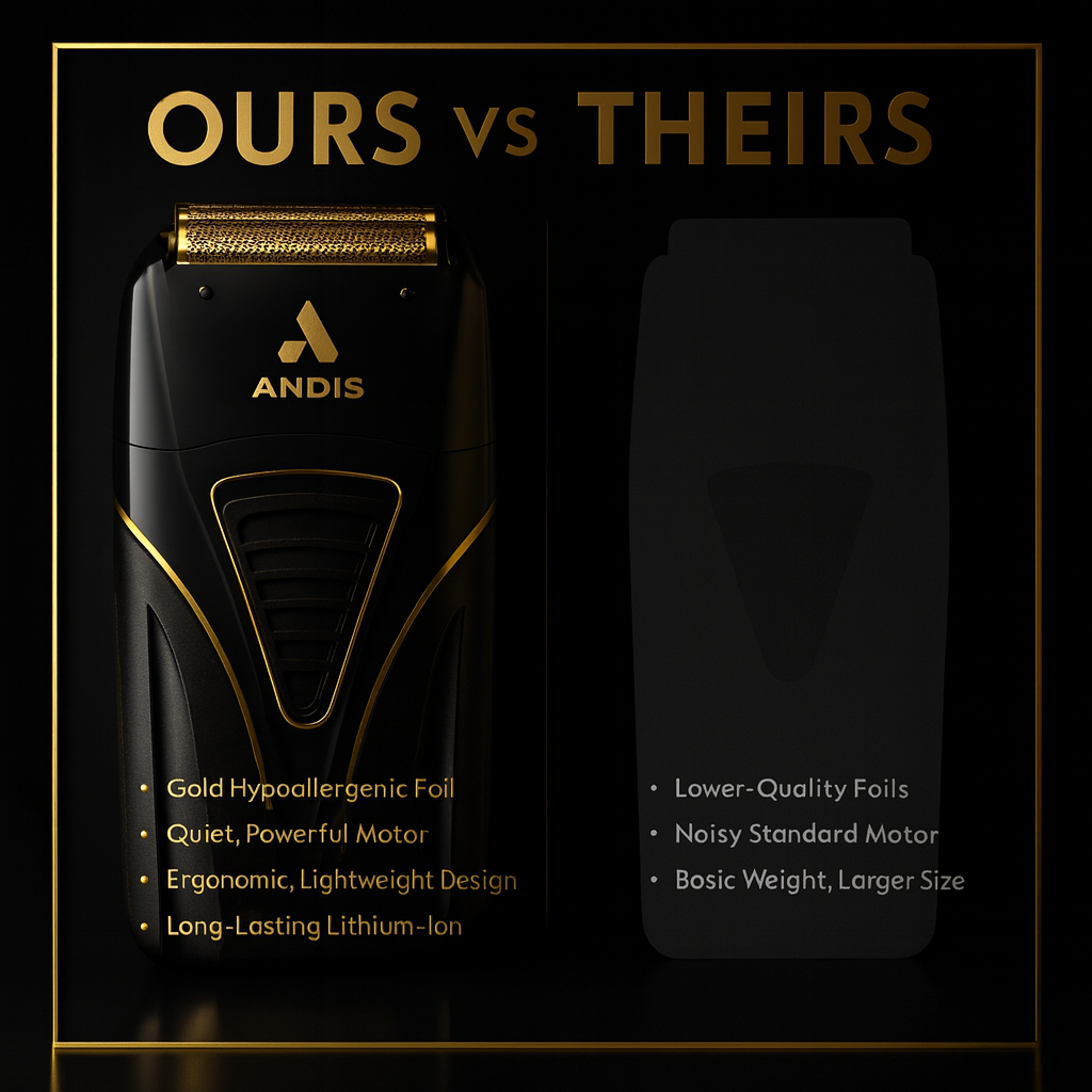 Andis ProFoil® Lithium Plus — Gold Titanium Foil Shaver | 80-Min Runtime, Premium Charging Stand TS-2 (17255)