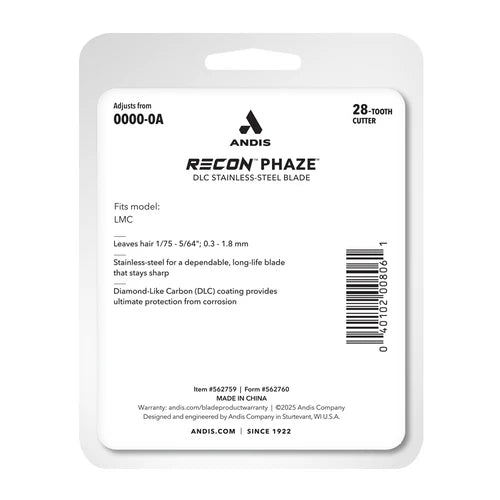 Andis RECON™ Phaze Replacement Blade (562759) — Adjustable 0000–0A | DLC Carbon-Steel
