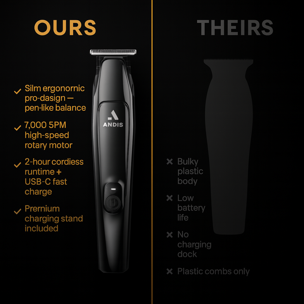 Andis™ Slimline PRO II Trimmer — Black Chrome | 7,000 SPM, USB-C, 2hr Runtime