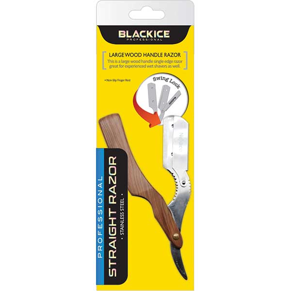 Black Ice Large Wood Handle Straight Razor