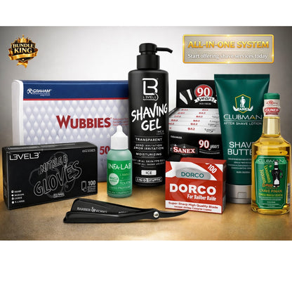 BK Premium Shave Service Kit – Clubman Shave Cream, L3VEL3 Gel, Rolda Razor, Wubbies Towels & Gloves | Monthly Subscription | Bundle King