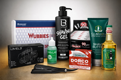 BK Premium Shave Service Kit – Clubman Shave Cream, L3VEL3 Gel, Rolda Razor, Wubbies Towels & Gloves | Monthly Subscription | Bundle King