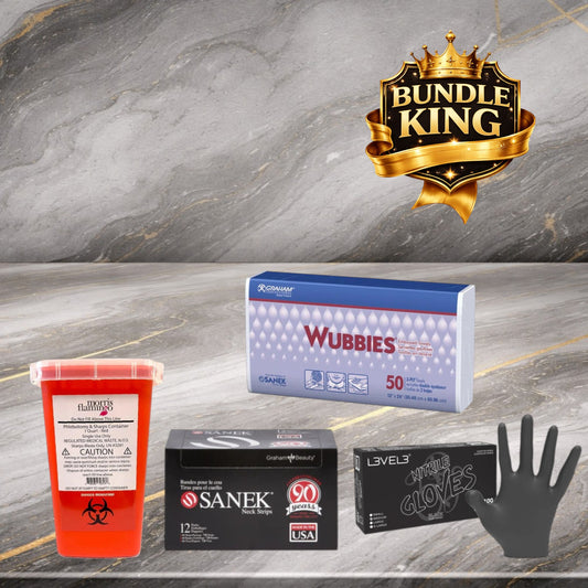 BK Service Essentials Starter – Wubbies Towels, Gloves, Neck Strips & Sharps Container | Monthly Subscription | Bundle King