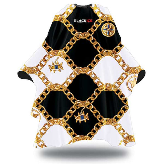 Black and white shirt with gold chain design and 'Black Ice' branding on a white background