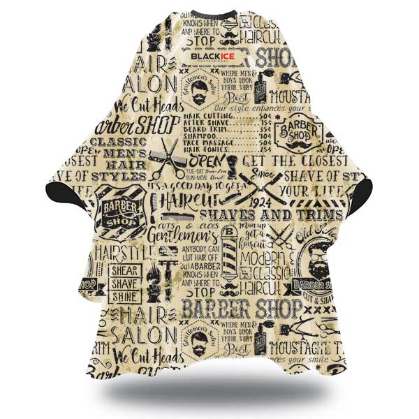 Dog bed with barber shop-themed design on a white background