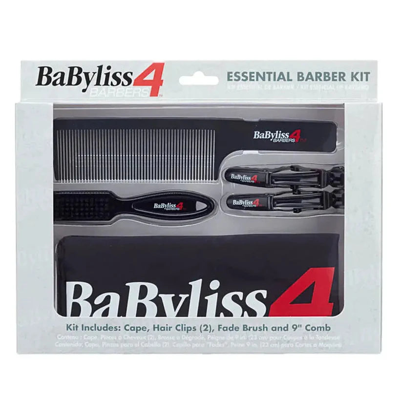 BaByliss4Barbers™ Essential Barber Kit – All-In-One Starter Set with Cape, Clips, Fade Brush & Comb