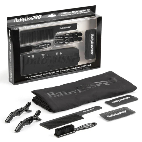 BaByliss4Barbers™ Essential Barber Kit – All-In-One Starter Set with Cape, Clips, Fade Brush & Comb