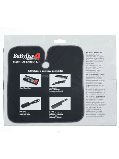 BaByliss4Barbers™ Essential Barber Kit – All-In-One Starter Set with Cape, Clips, Fade Brush & Comb