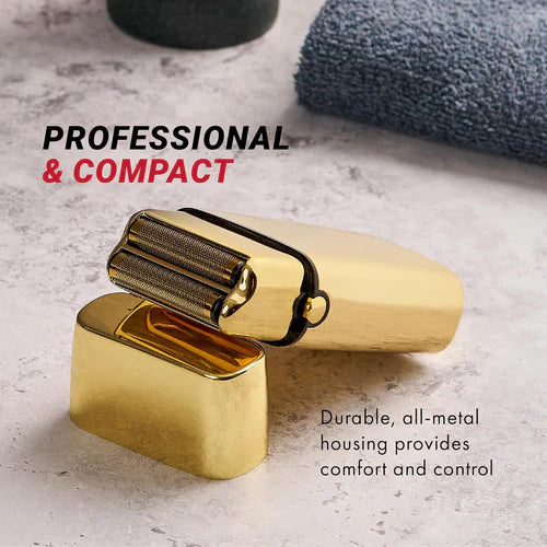 BaBylissPRO FOILFX02 Gold Double Foil Shaver (FXFS2G) – Cordless Pro Barber Finishing Shaver, Ultra-Close Fade & Neck Cleanup Tool