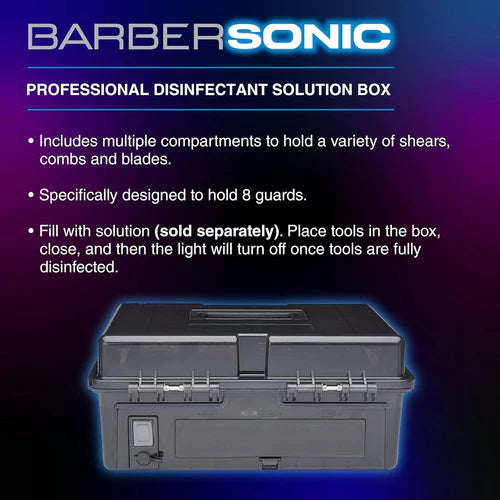 BaBylissPRO® BarberSonic Professional Disinfectant Solution Box – Sonic Vibration Cleaning System for Guards, Blades, Shears & Combs
