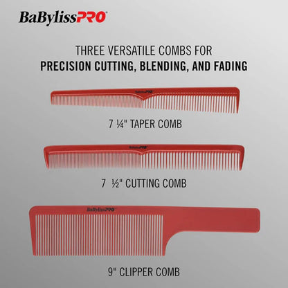 BaBylissPRO Barberology 3-Piece Professional Comb Set