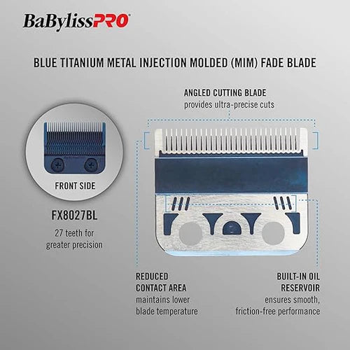 BaBylissPRO® FX8027BL Blue Titanium Precision Fade Blade – Replacement Blade for FX899, FX870, FX829, FX825 & FX673 Clippers
