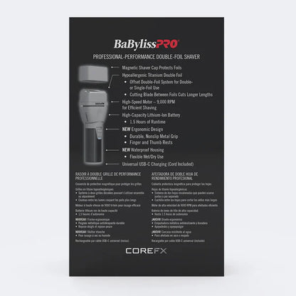 BaBylissPRO™ CoreFX Cordless Double-Foil Shaver (FX75FS2) — Hypoallergenic Titanium Foils  Suggested SKU: