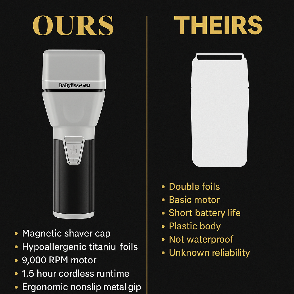 BaBylissPRO™ CoreFX Cordless Double-Foil Shaver (FX75FS2) — Hypoallergenic Titanium Foils  Suggested SKU: