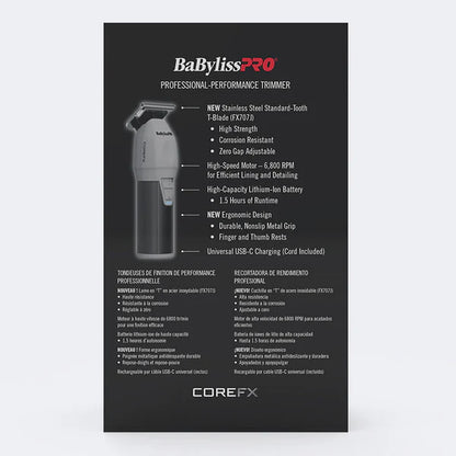 BaBylissPRO™ CoreFX™ Cordless Trimmer FX76 — 6,800 RPM Stainless T-Blade, USB-C, 90-Min Run Time