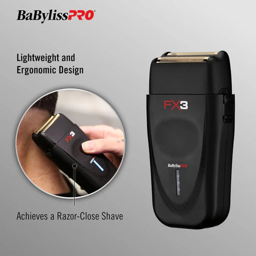BaBylissPRO® FX3 Matte Black High-Speed Foil Shaver (FXX3SB) – Hypoallergenic Titanium Foils, 10,000 RPM