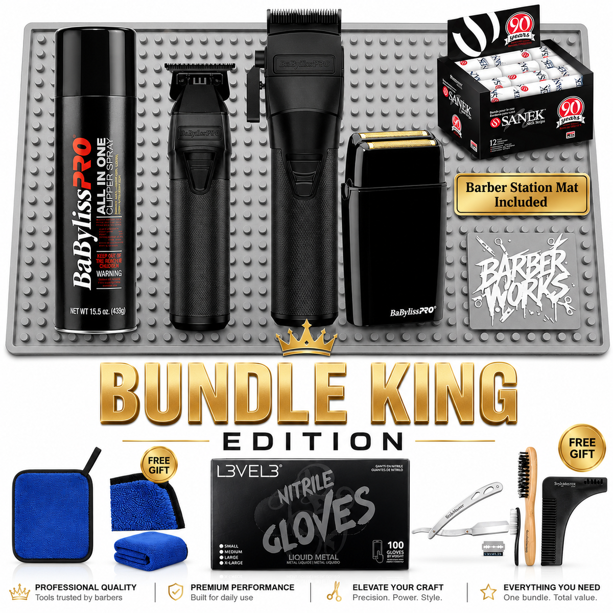BaBylissPRO FX Black Complete Station System – 3-Tool Luxuryl Kit + Premium Station Essentials | Bundle King Exclusive
