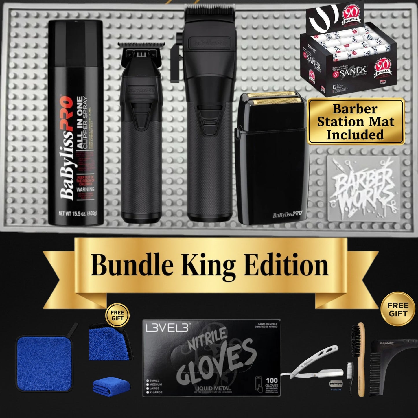 BaBylissPRO FX Black Complete Station System – 3-Tool Luxuryl Kit + Premium Station Essentials | Bundle King Exclusive