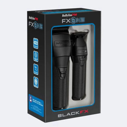 BaBylissPRO FXONE BlackFX Clipper & Trimmer Set – Brushless Barber Kit for Precision Fades, Lineups & Zero-Gap Cutting