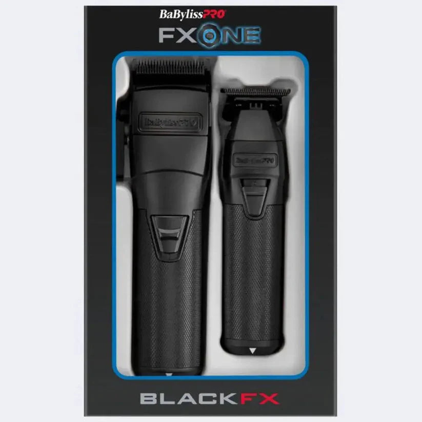 BaBylissPRO FXONE BlackFX Clipper & Trimmer Set – Brushless Barber Kit for Precision Fades, Lineups & Zero-Gap Cutting