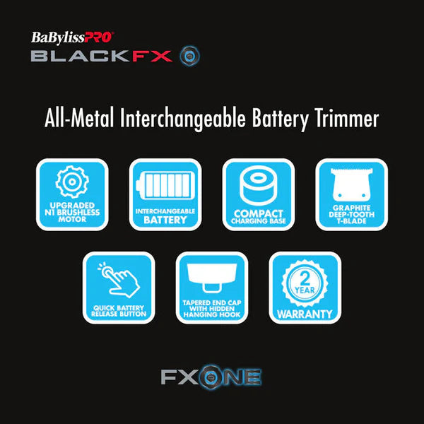 BaBylissPRO FXONE BLACKFX All-Metal Interchangeable-Battery Cordless Trimmer (FX799MB)