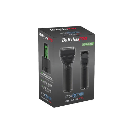 BaBylissPRO™ FXONE BlackFX Trimmer & Double Foil Shaver Set — 3-Hr Interchangeable Battery, Pro Cordless Duo